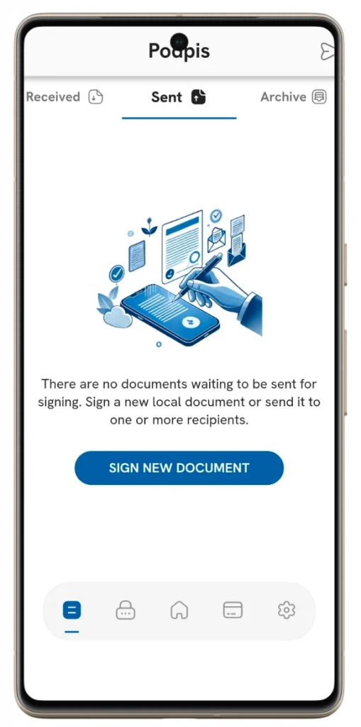Visual display of the completed electronic signature on a mobile phone – a user-friendly digital experience.
